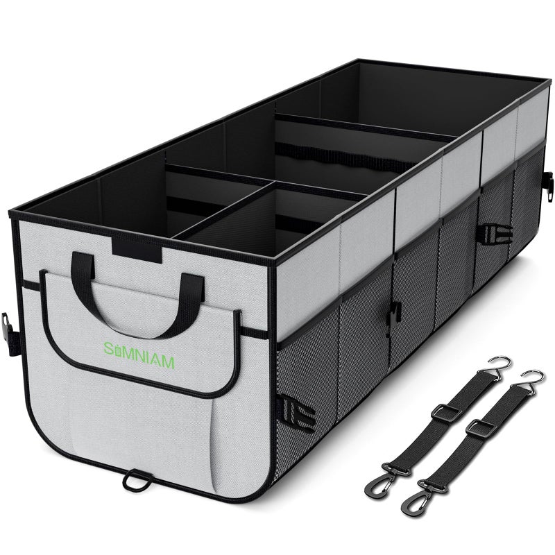 Simniam Car Trunk Organizer with Insulated Grocery Bag- 110L High Capacity Car Storage Box, with 4 Compartments, Reflective Strip, Cover, for Auto, SUV, Truck, Minivan - Image 1
